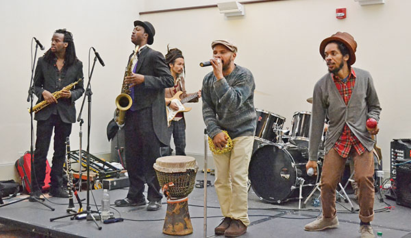Brown Rice Family from Brooklyn, New York performing a set in the GSUB lobby on Dec. 4. *Photo by Antonio Talamo